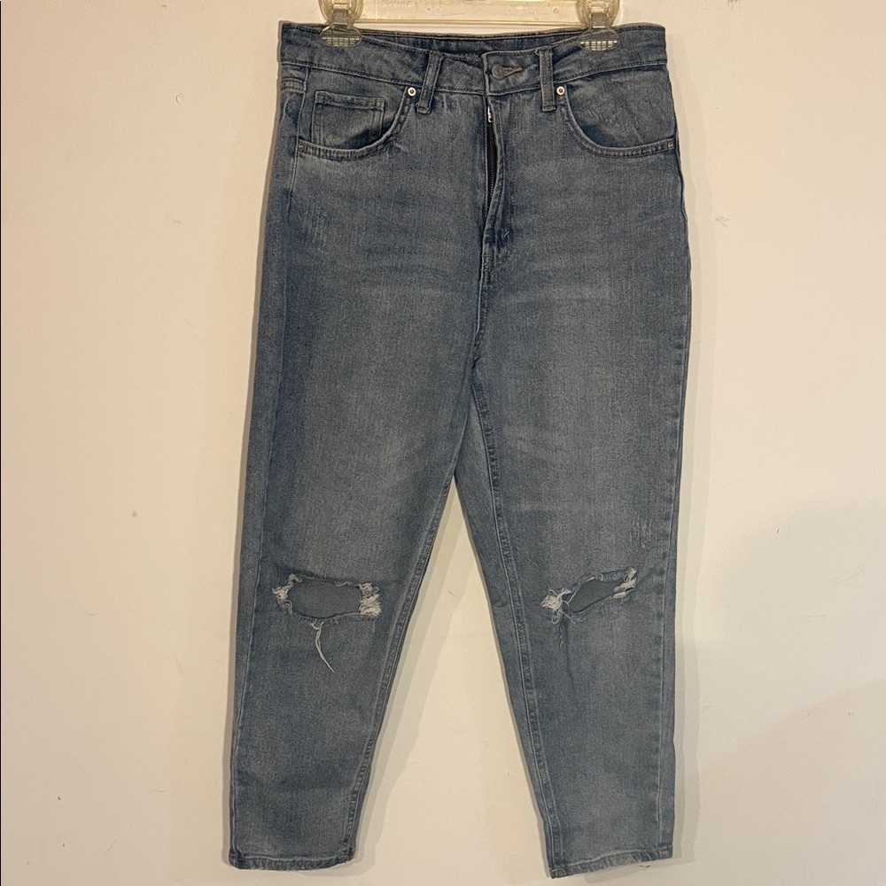 Distressed High Rise Mom Jeans - Picture 2 of 9